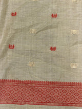 Sandal jamdani cotton silk saree- PBR47I