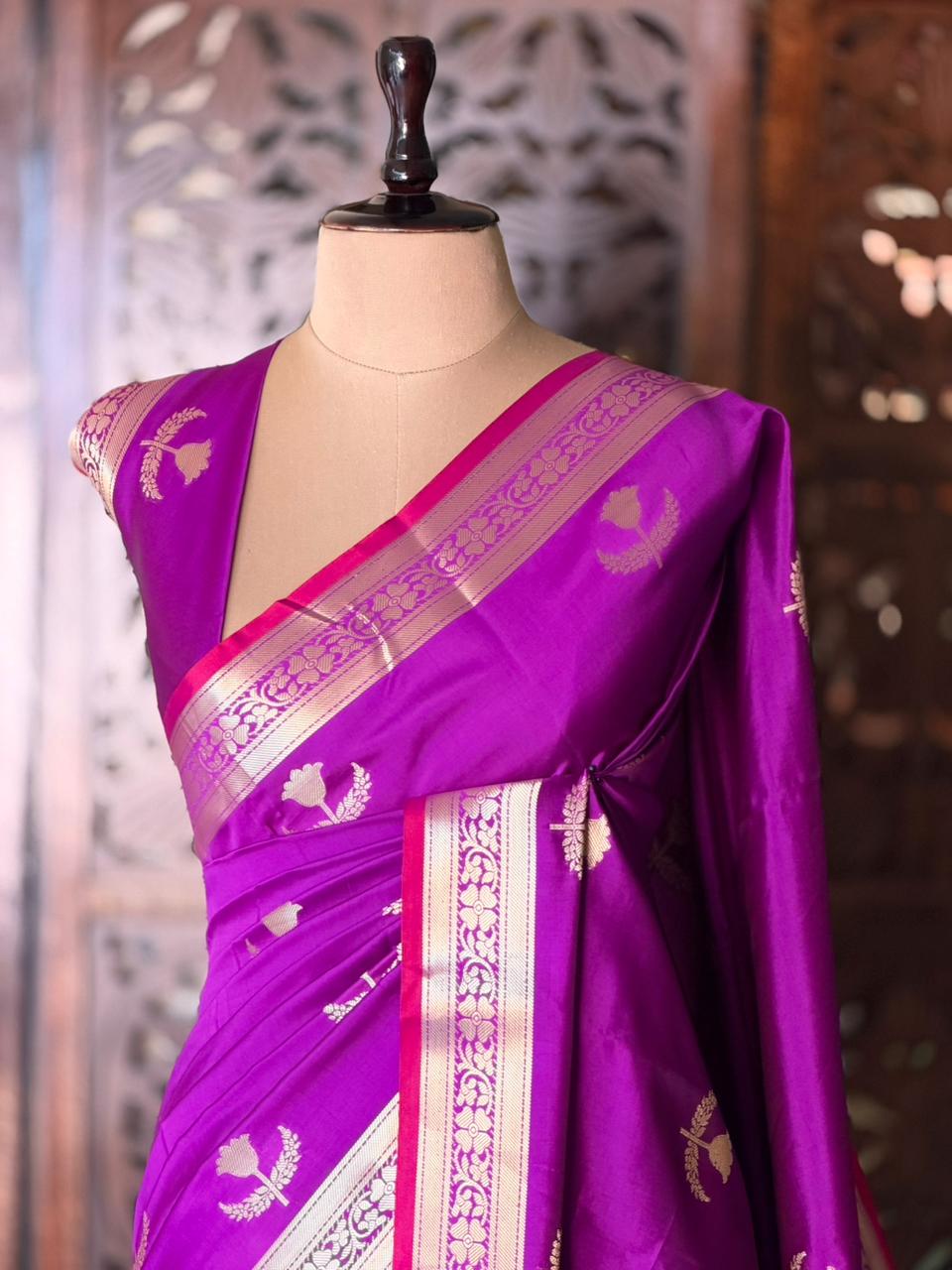 Vadamalli Semi Raw mango silk saree- PBR50A