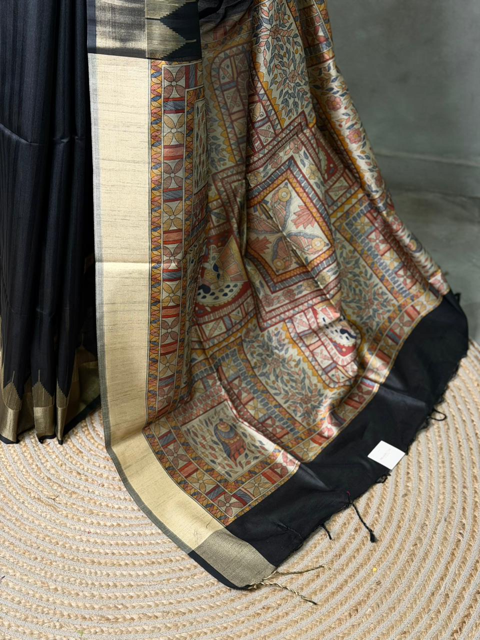 Black silk cotton saree- PBR49C