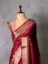 Maroon silk cotton saree- PBR49D