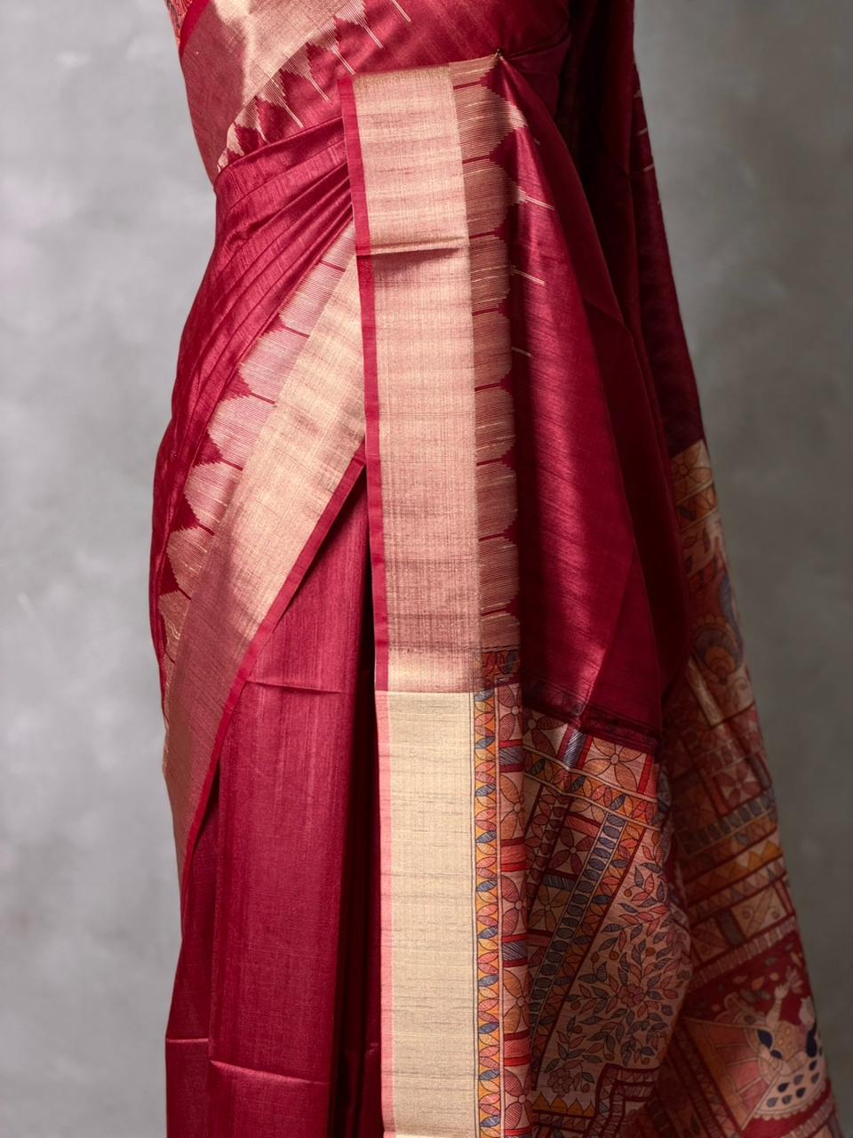 Maroon silk cotton saree- PBR49D