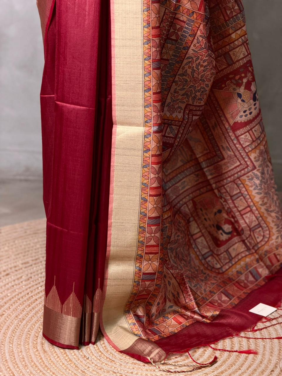 Maroon silk cotton saree- PBR49D