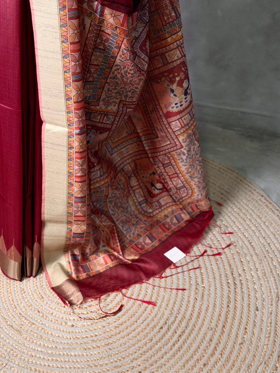 Maroon silk cotton saree- PBR49D