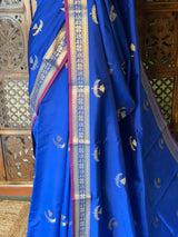 Royal Blue Semi Raw mango silk saree- PBR50C