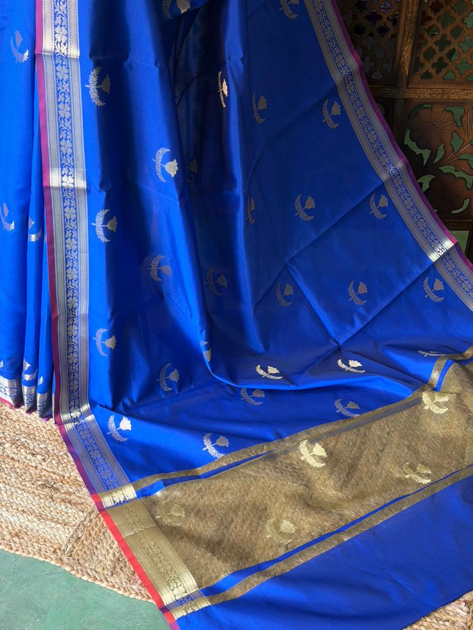 Royal Blue Semi Raw mango silk saree- PBR50C