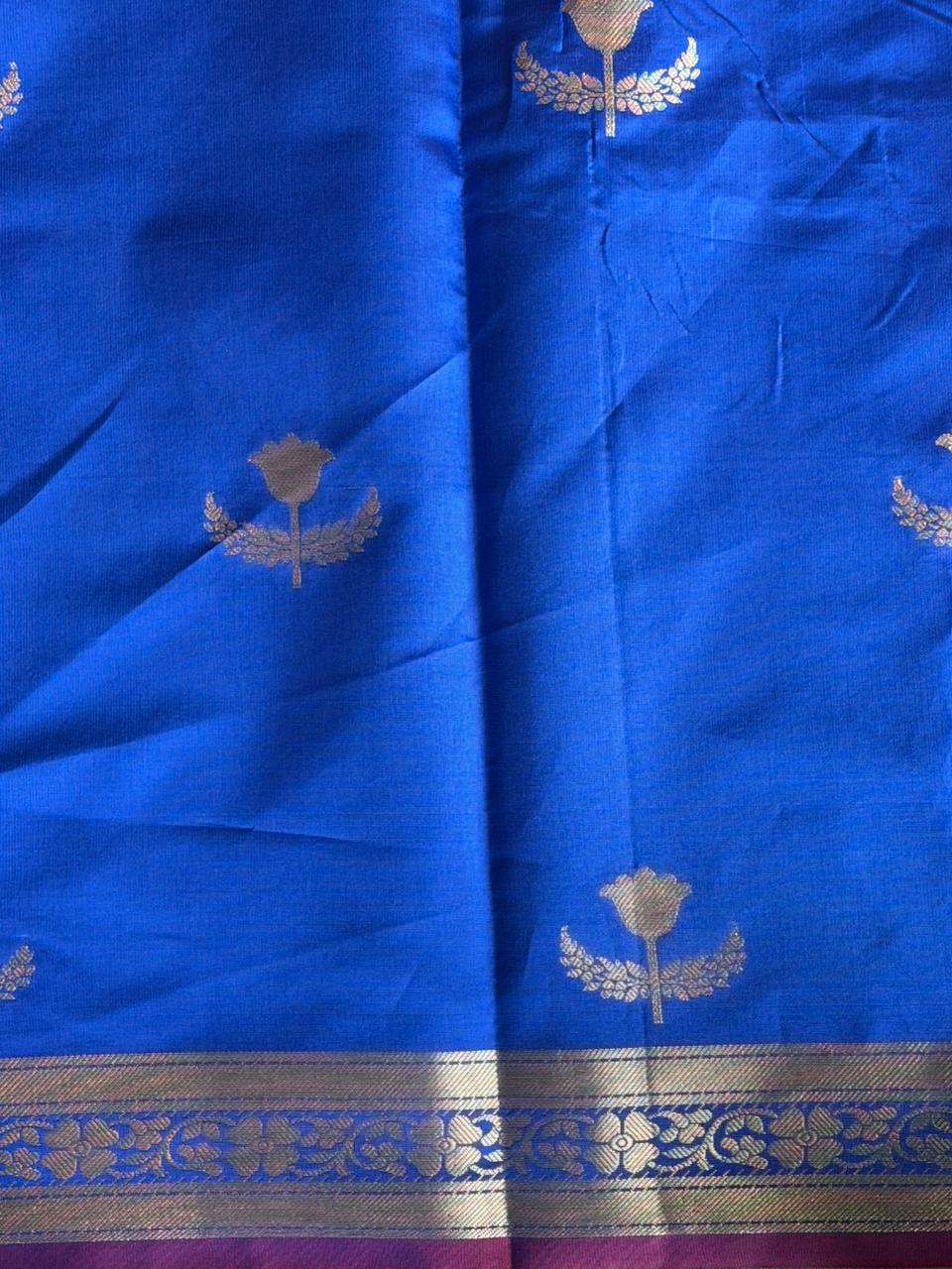 Royal Blue Semi Raw mango silk saree- PBR50C