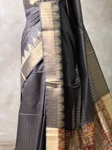 Dark Grey silk cotton saree- PBR49F