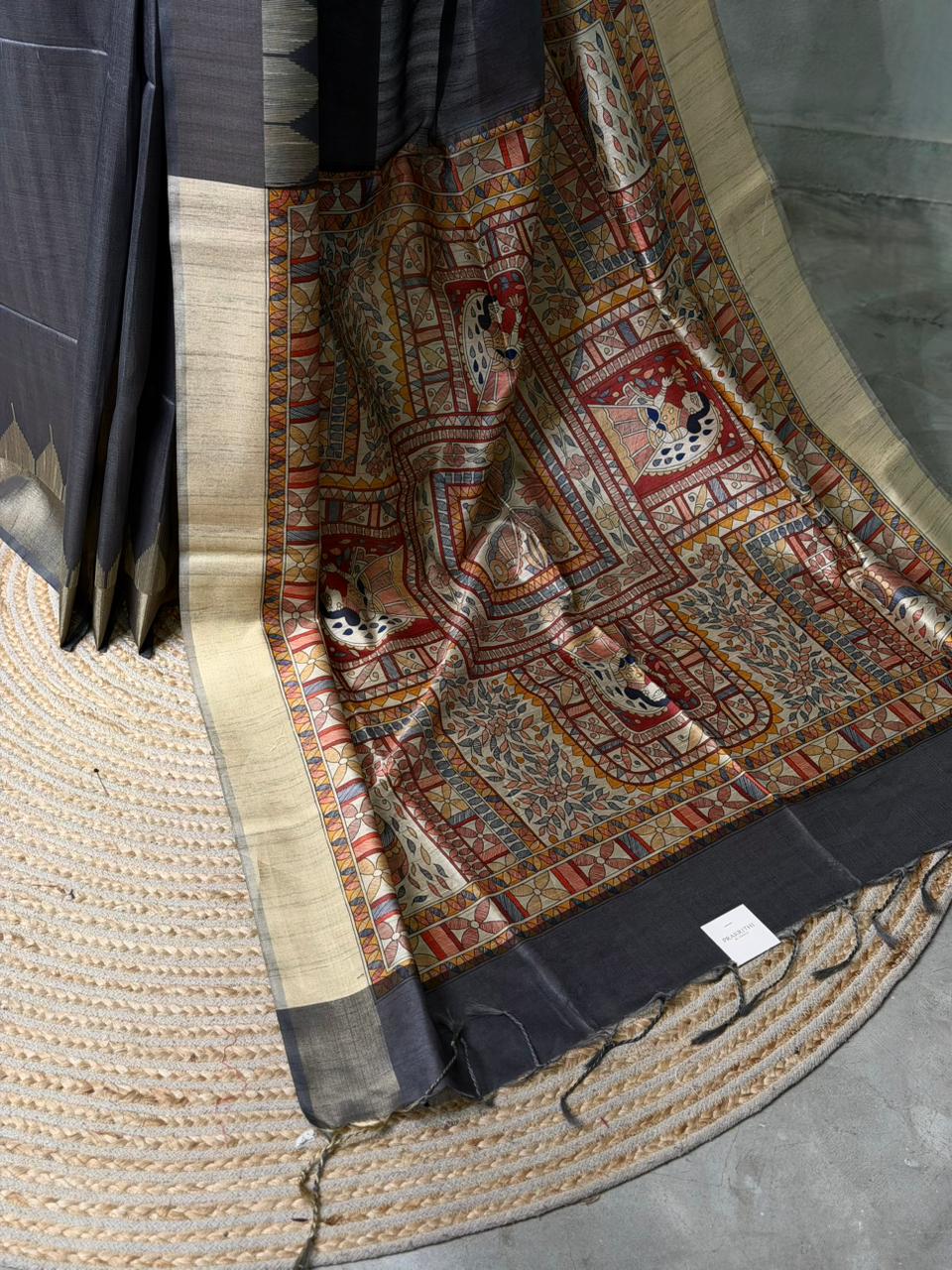 Dark Grey silk cotton saree- PBR49F