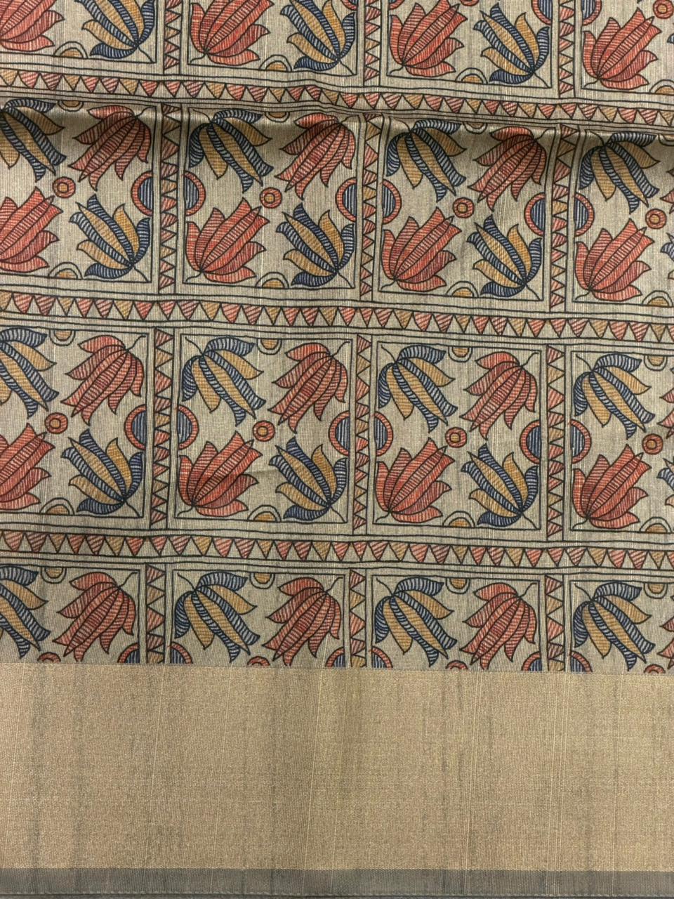 Dark Grey silk cotton saree- PBR49F