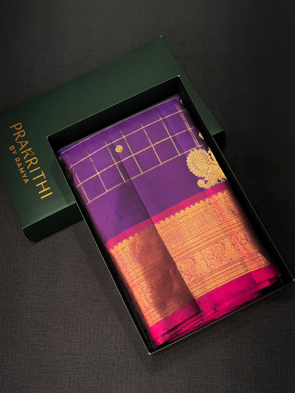 violet and magenta Pure Vintage Kanchipuram Silk saree - PPURE124