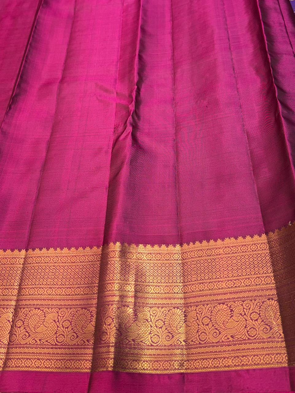 violet and magenta Pure Vintage Kanchipuram Silk saree - PPURE124