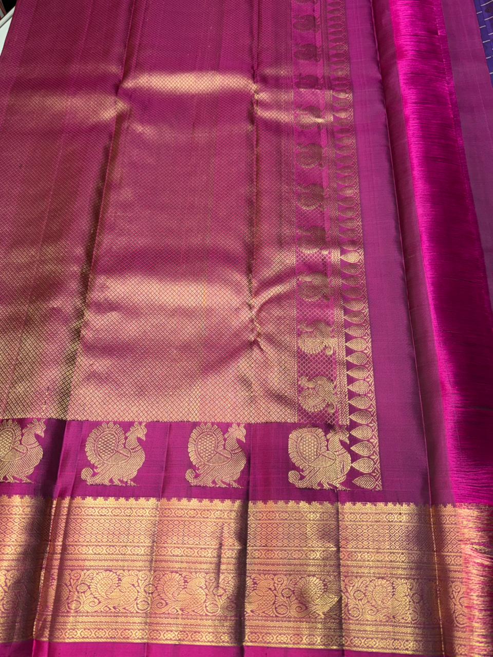 violet and magenta Pure Vintage Kanchipuram Silk saree - PPURE124