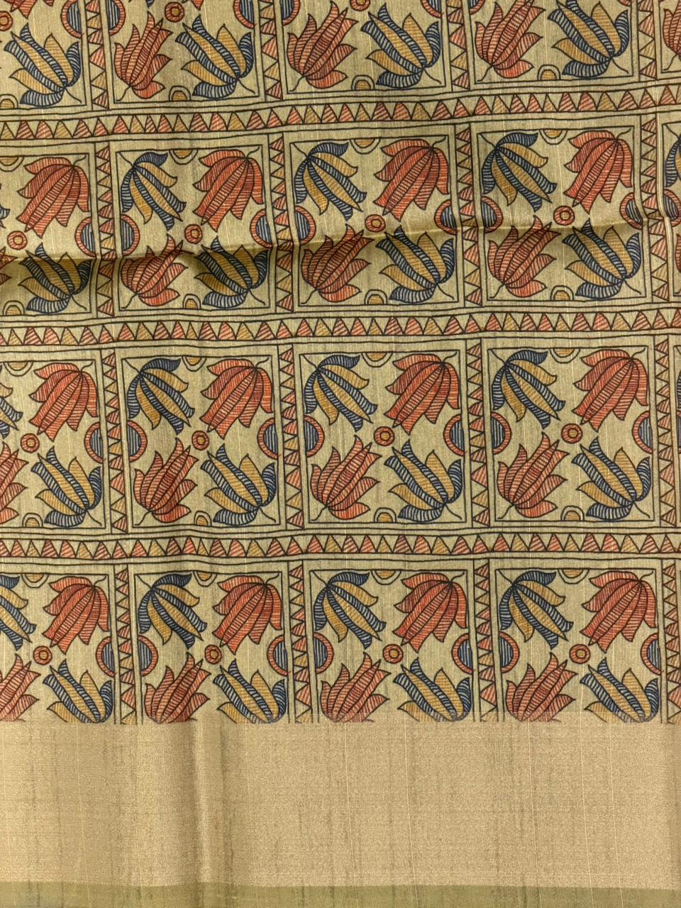 Green silk cotton saree- PBR49G