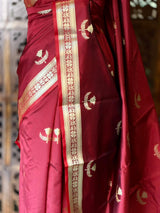 Maroon Semi Raw mango silk saree- PBR50E
