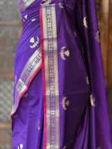 Violet Semi Raw mango silk saree- PBR50G