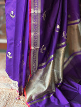Violet Semi Raw mango silk saree- PBR50G