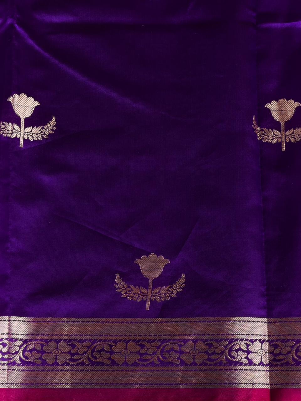 Violet Semi Raw mango silk saree- PBR50G