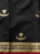 Black Semi Raw mango silk saree- PBR50H