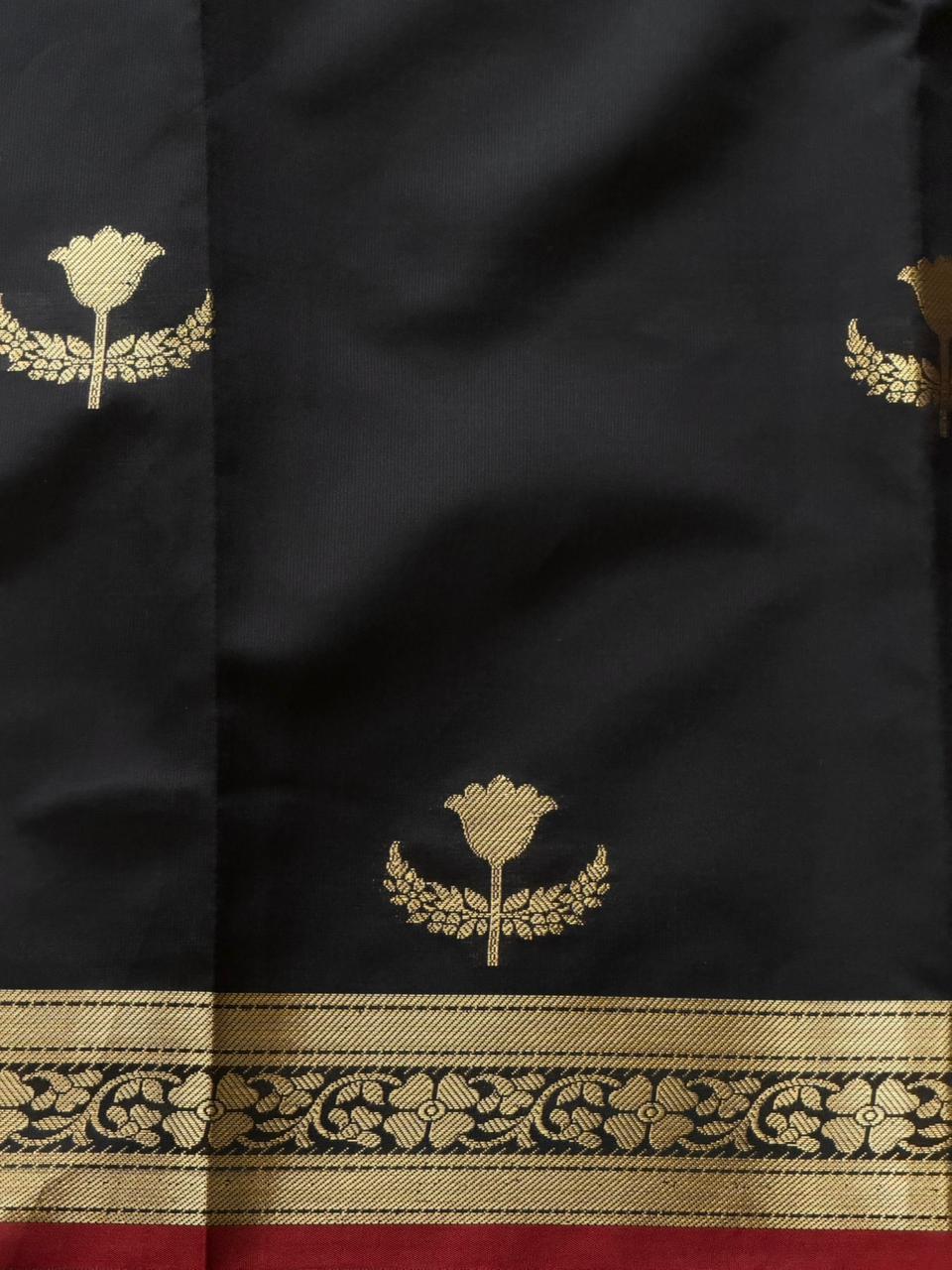 Black Semi Raw mango silk saree- PBR50H