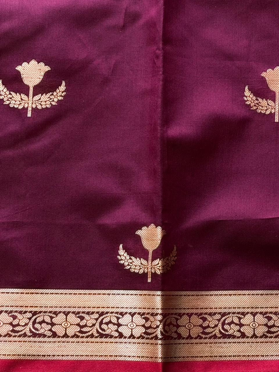 Deep Wine Semi Raw mango silk saree- PBR50F