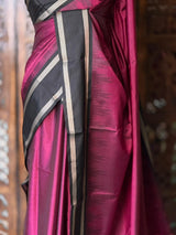 Magenta and Black Semi banarasi silk saree - PIH89A
