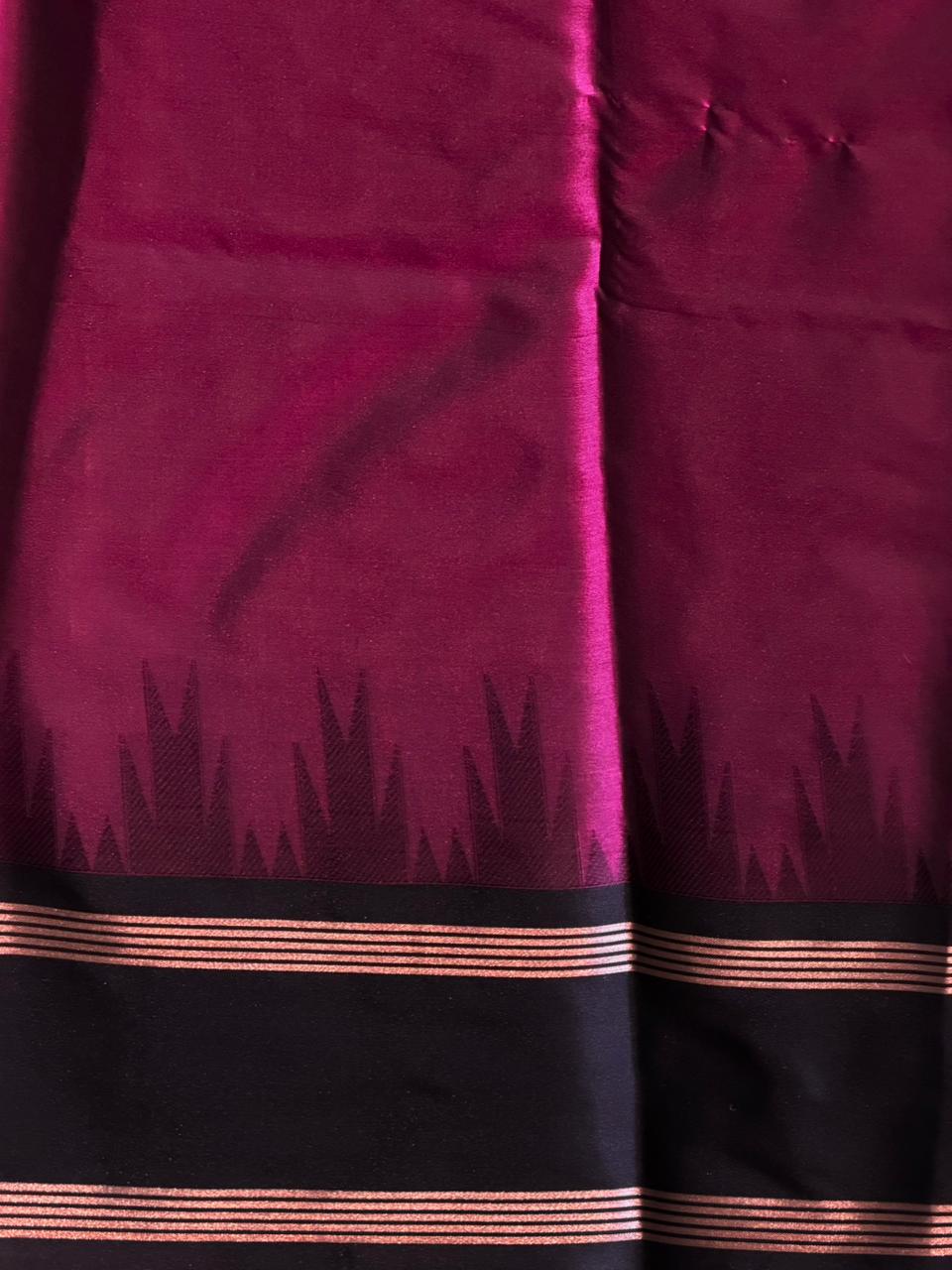 Magenta and Black Semi banarasi silk saree - PIH89A