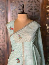 Pastal Blue organza tissue saree- PBR51A