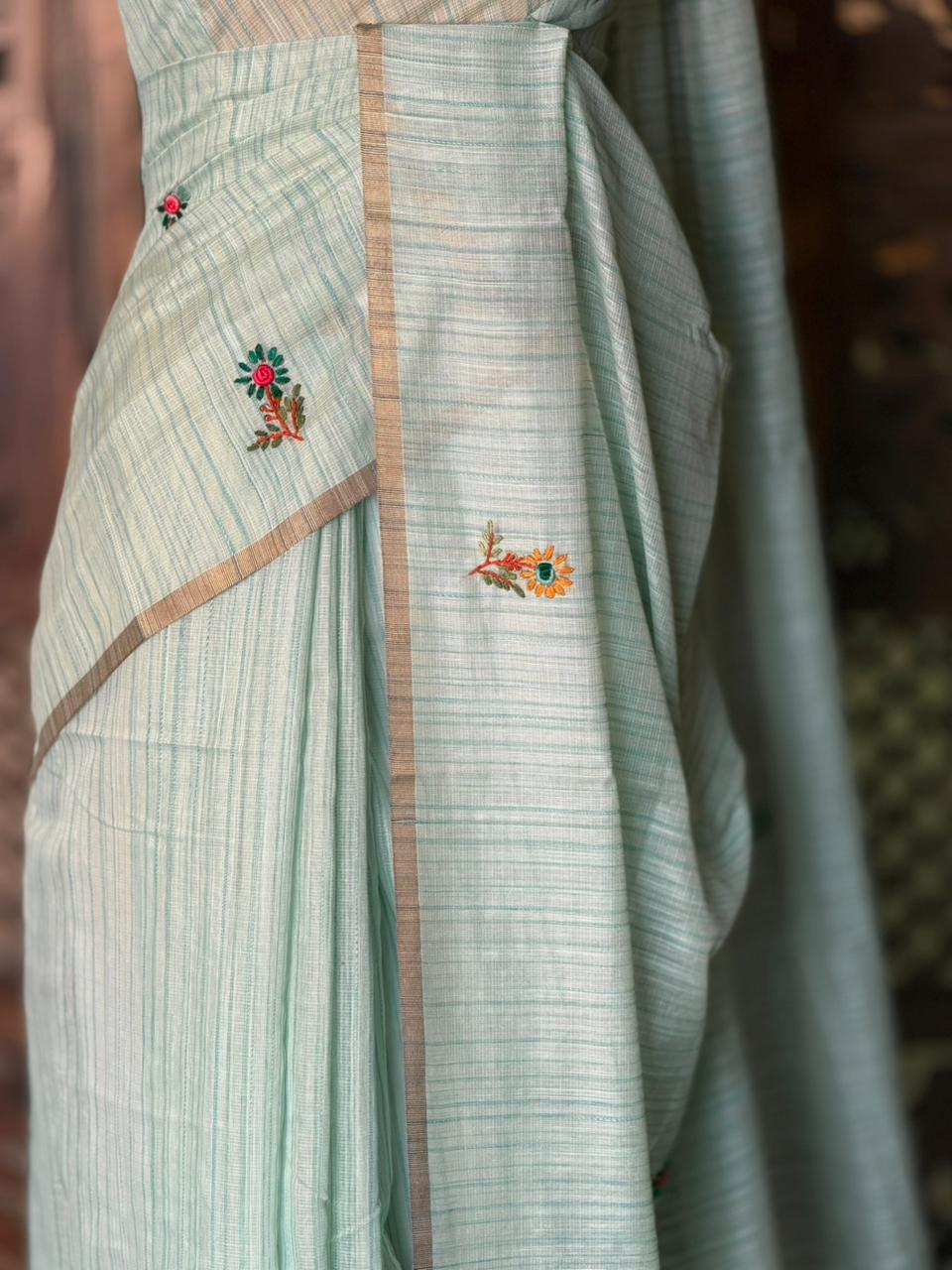 Pastal Blue organza tissue saree- PBR51A
