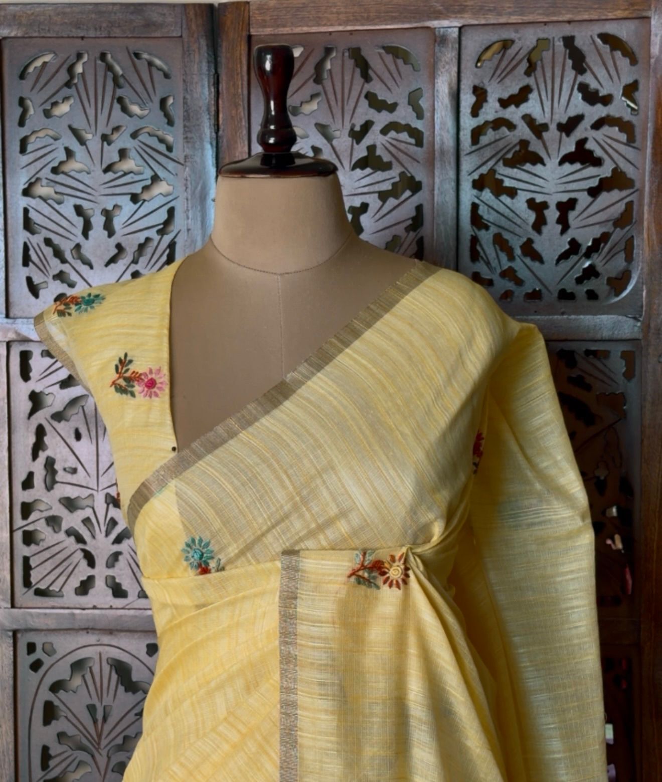 Yellow organza tissue saree- PBR51