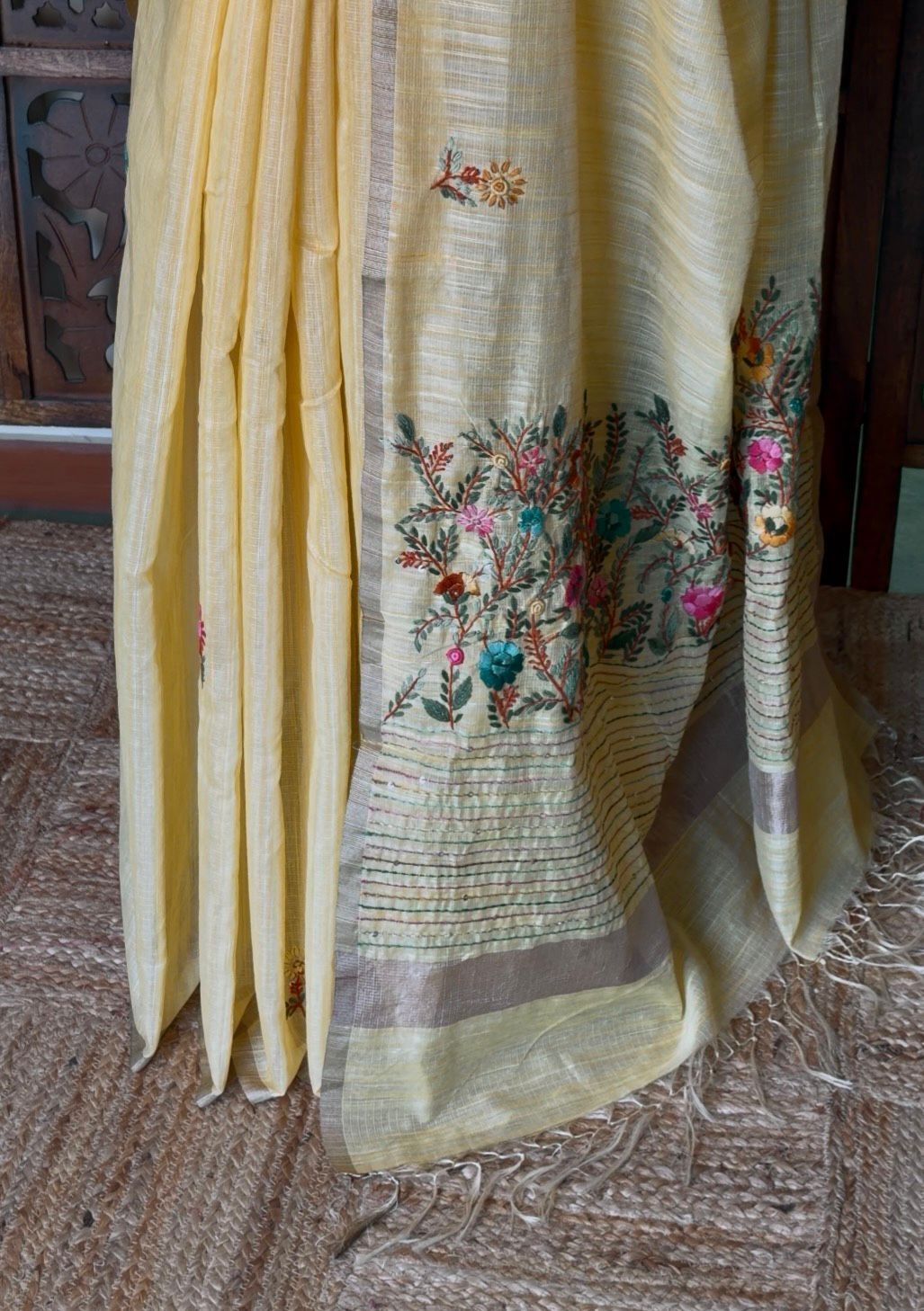 Yellow organza tissue saree- PBR51