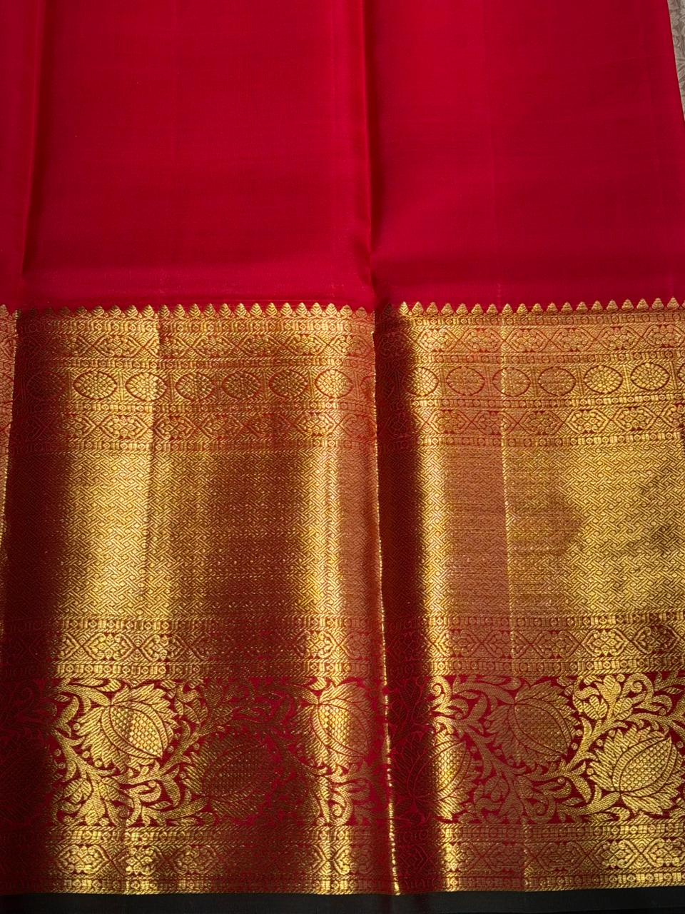 Sandal and red pure zari Kanchipuram Silk saree - PPURE91