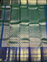 Peacock blue pure zari Kanchipuram Silk saree - PPURE92
