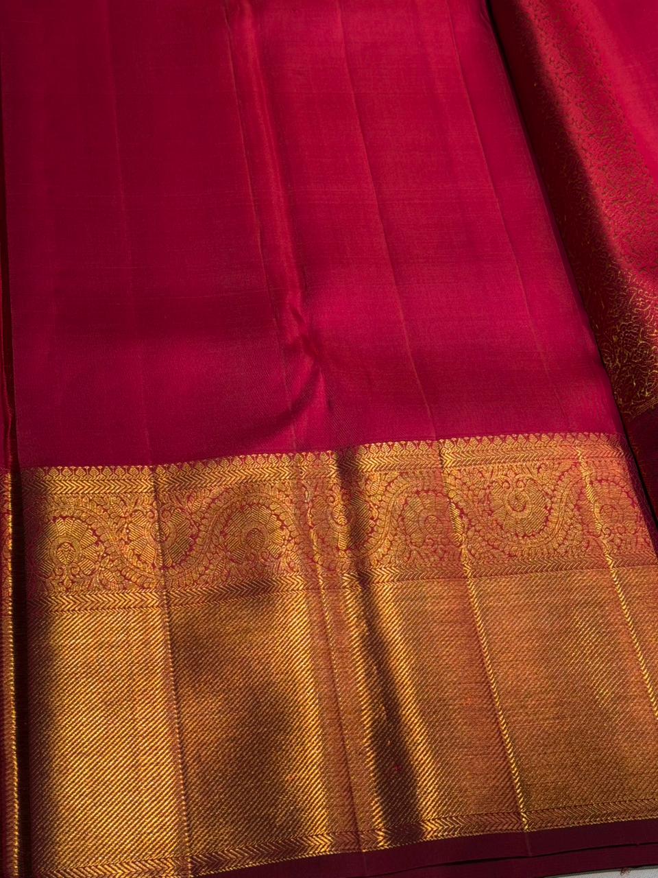 Maroon pure 2g zari Kanchipuram Silk saree - PPURE93