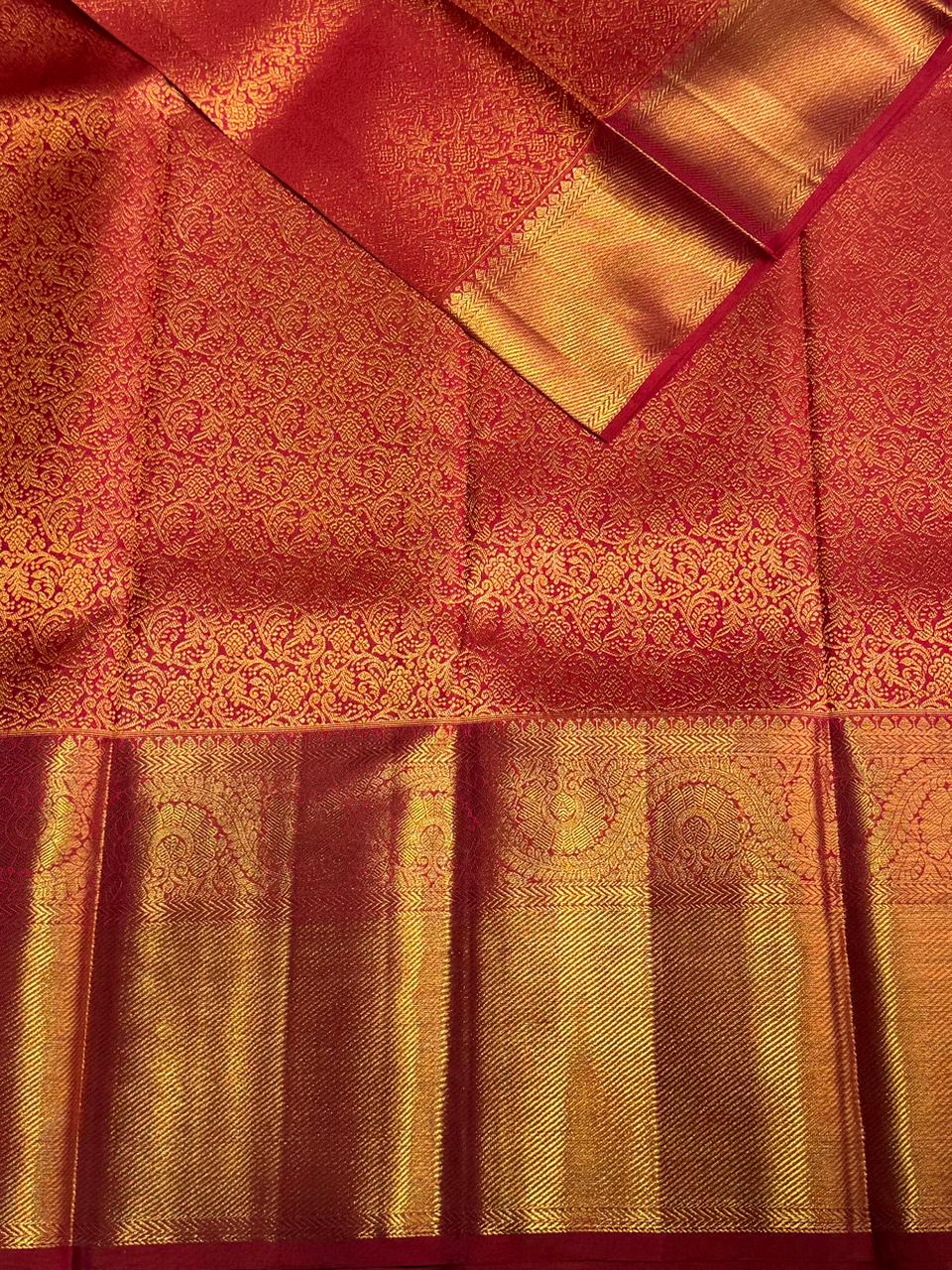 Maroon pure 2g zari Kanchipuram Silk saree - PPURE93