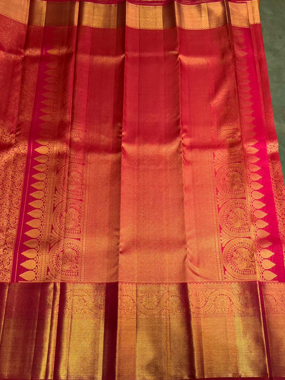 Maroon pure 2g zari Kanchipuram Silk saree - PPURE93