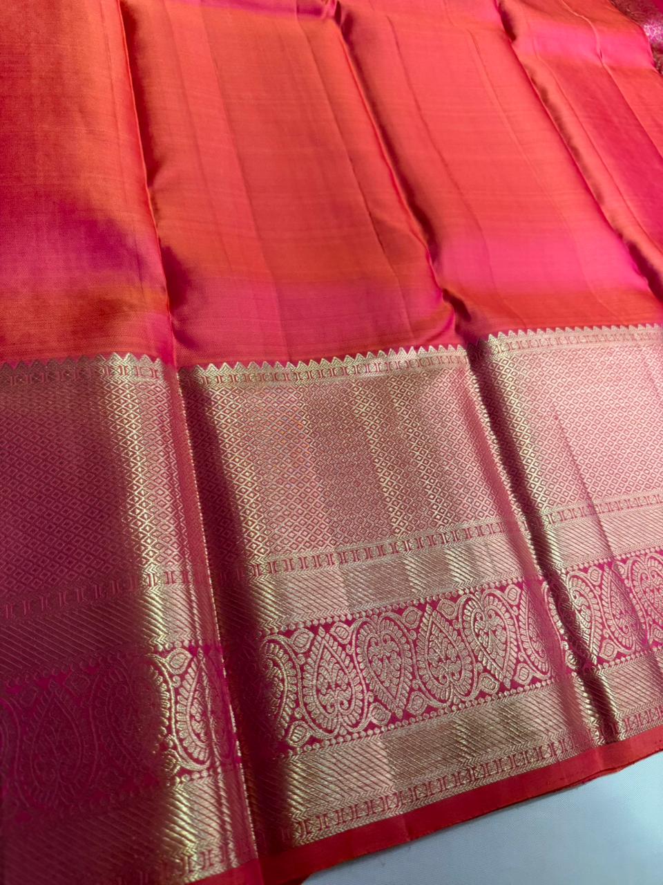 Orange pure Kanchipuram Silk saree - PPURE99