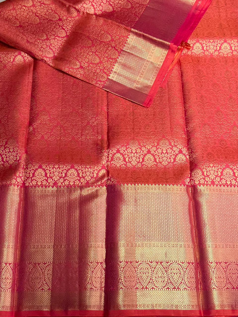 Orange pure Kanchipuram Silk saree - PPURE99