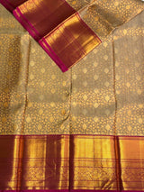 Grey and magenta pure Kanchipuram Silk saree - PPURE100