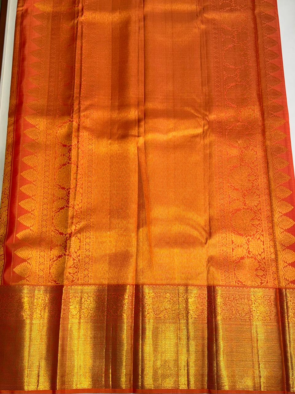Orange pure 2g Kanchipuram Silk saree - PPURE101
