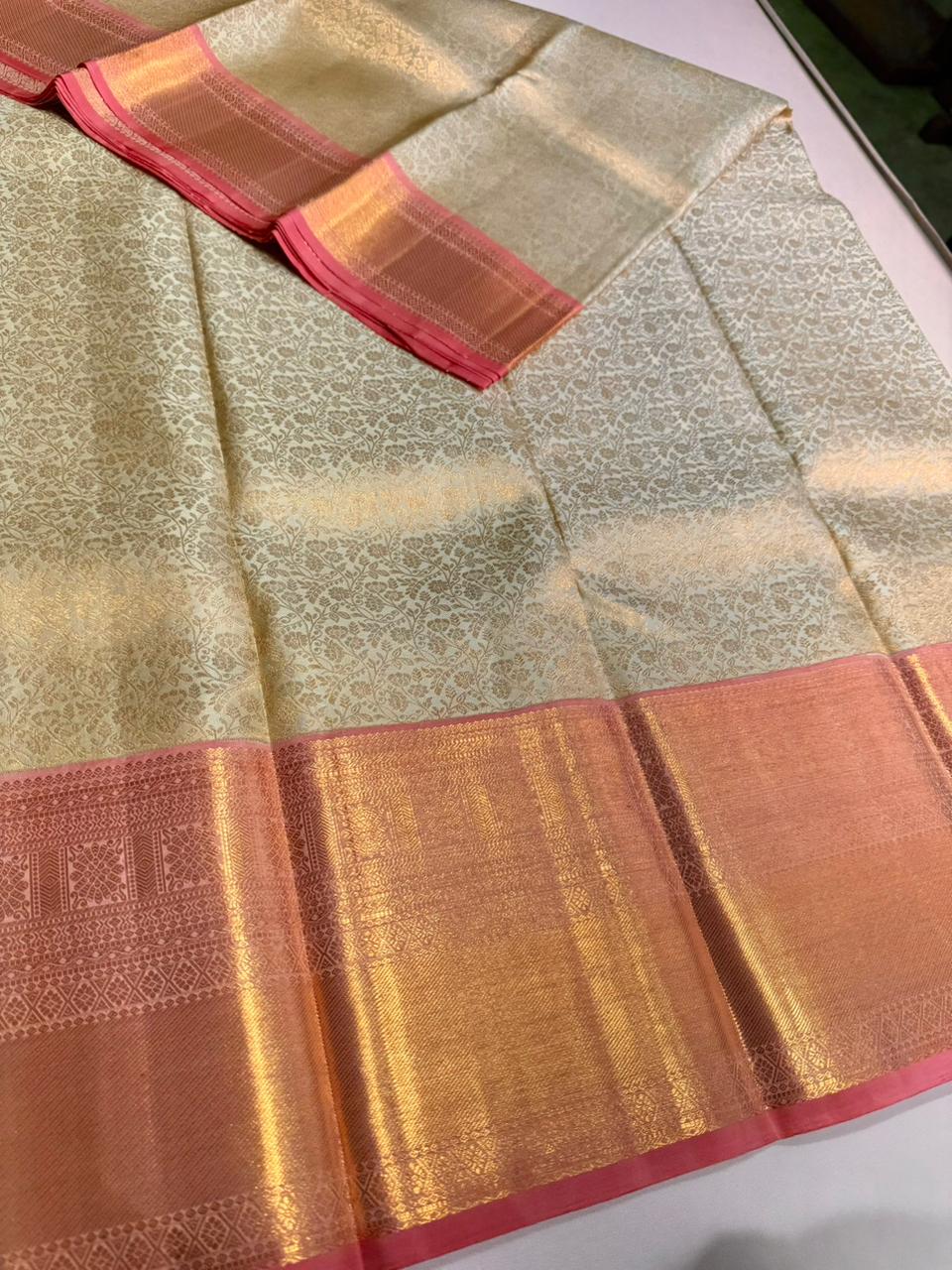 Pastal blue and pink Kanchipuram Silk saree - PPURE102