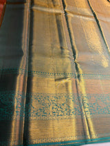 Peach and blue tissue pure Kanchipuram Silk saree - PPURE104