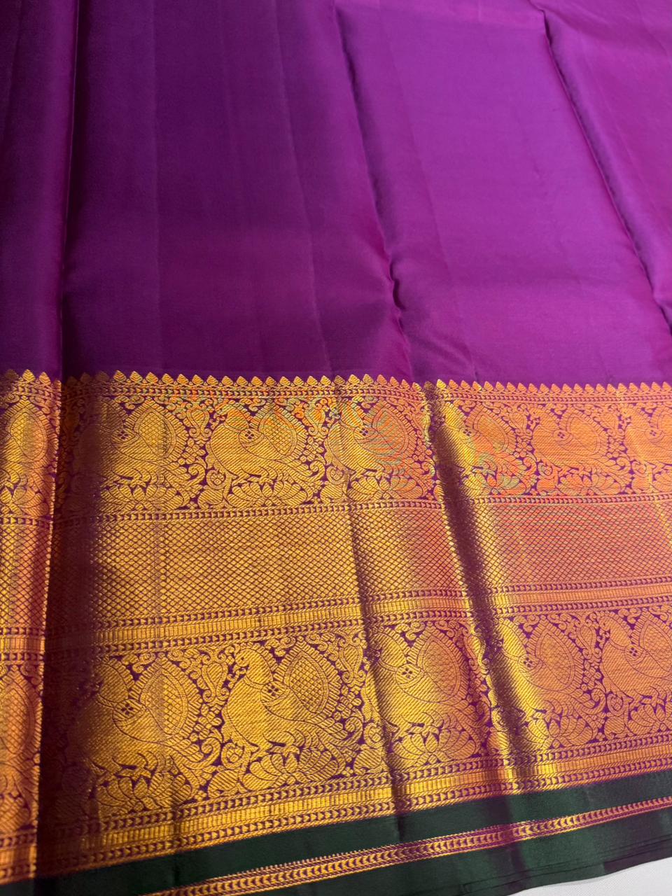 Off white and Violet pure Kanchipuram Silk saree - PPURE105