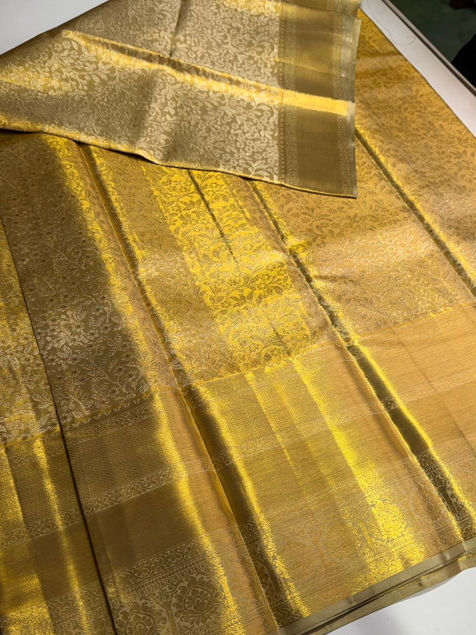 Gold pure tissue Kanchipuram Silk saree - PPURE107