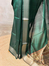 Green silk cotton saree- PBR49I