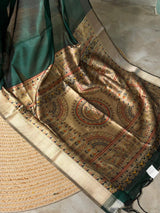 Green silk cotton saree- PBR49I