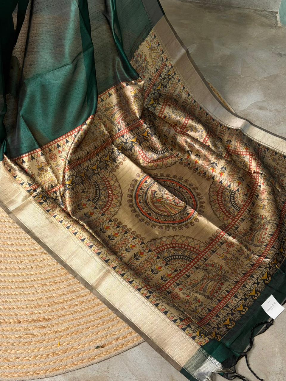Green silk cotton saree- PBR49I