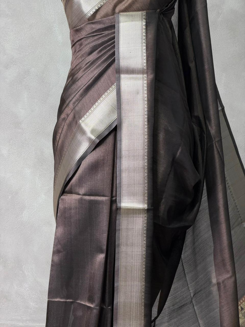 Brown silk cotton saree- PBR49H