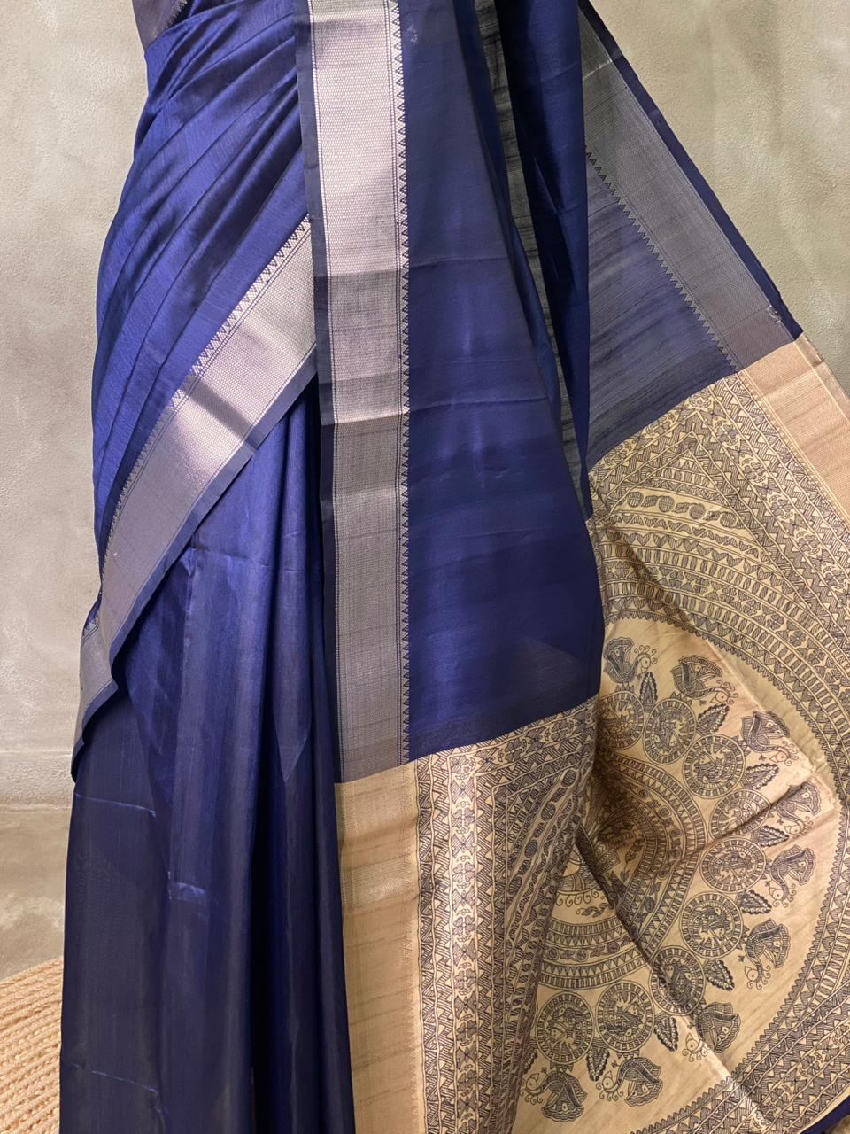 Blue silk cotton saree- PBR49K