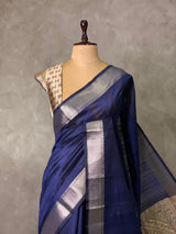 Blue silk cotton saree- PBR49K
