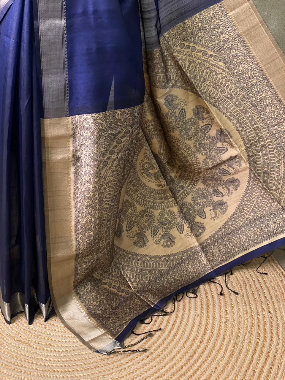 Blue silk cotton saree- PBR49K